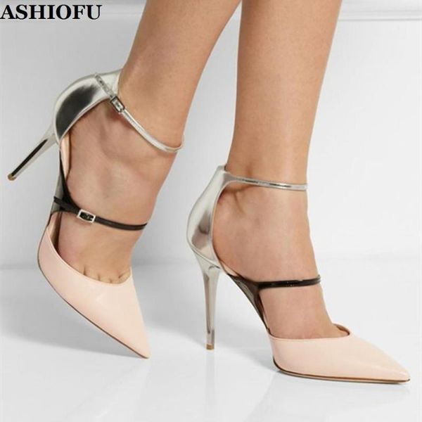 

dress shoes ashiofu handmade ladies high heel pumps d'orsay style buckle strap party prom large size fashion, Black