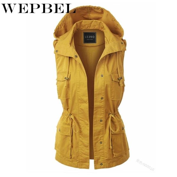 

women's vests wepbel women vest solid color hooded sleeveless autumn winter pocket zipper button warm ladies female, Black;white