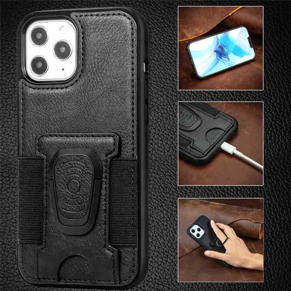 

vehicle phone cases for iphone 12 11 pro max x xs xr 6 7 8 plus magnetic adsorption ring holder pu leather anti-drop shockproof protective