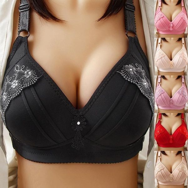 

yoga outfit women back buckle cotton bra wire plus size underwear widened shoulder straps brasieres comfort breast cover female