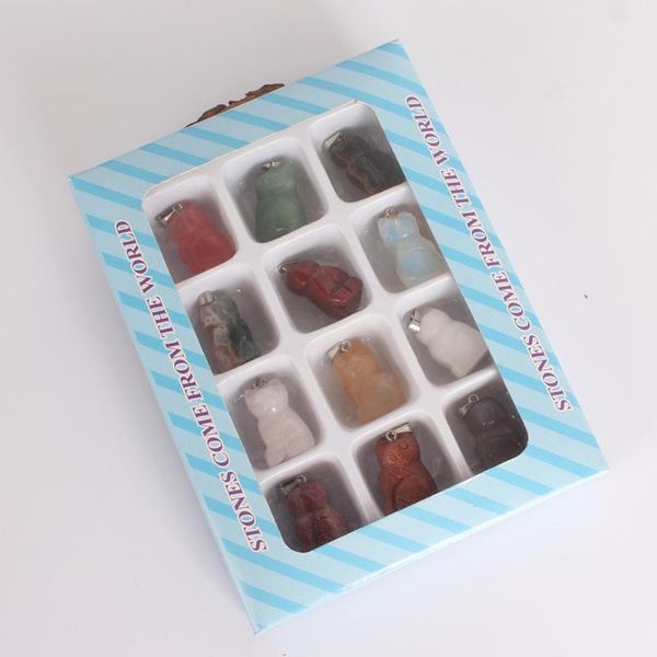 

lockets 12 pcs natural gemstone necklace pendant 20*15mm cat yellow tiger eye red jasper rose quartz stone charms jewelry, Silver