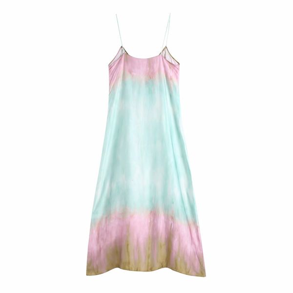 

skirts women sling v-neck halter vintage holiday style tie dye printing midi dress fashion split chic female dresses vestidos, Black