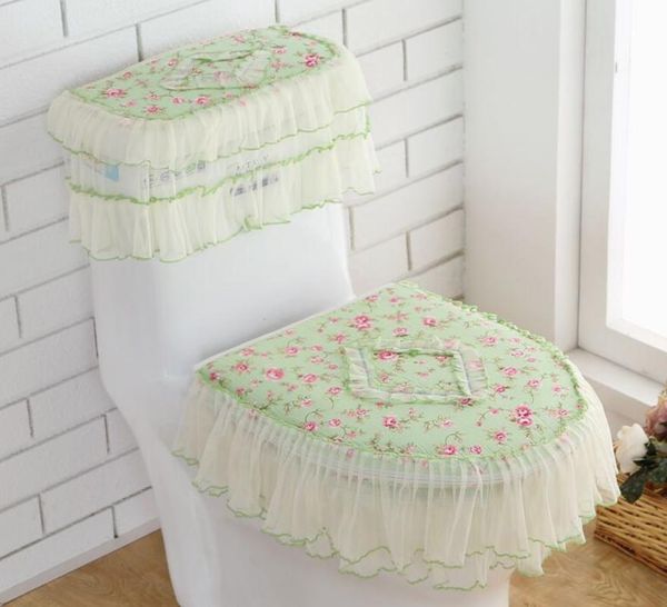 

toilet seat covers lace bathroom water tank cover pad set three-piece