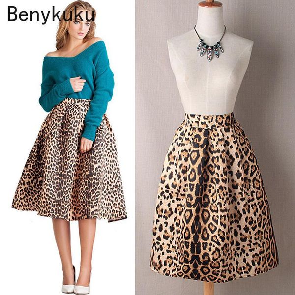 

skirts skirt women leopard print tutu vintage elastic waist midi ladies casual korean ball gown female clothes jupe femme, Black