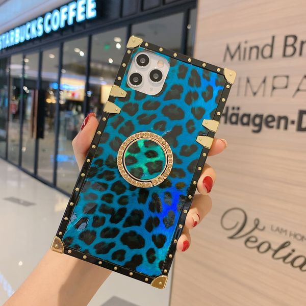 Blue leopardo grão luxo designer caixa de telefone caixa com suporte para iPhone 12 11 pro promax x xs xsmax 7 8 mais samsung note20 s21 a51 a71