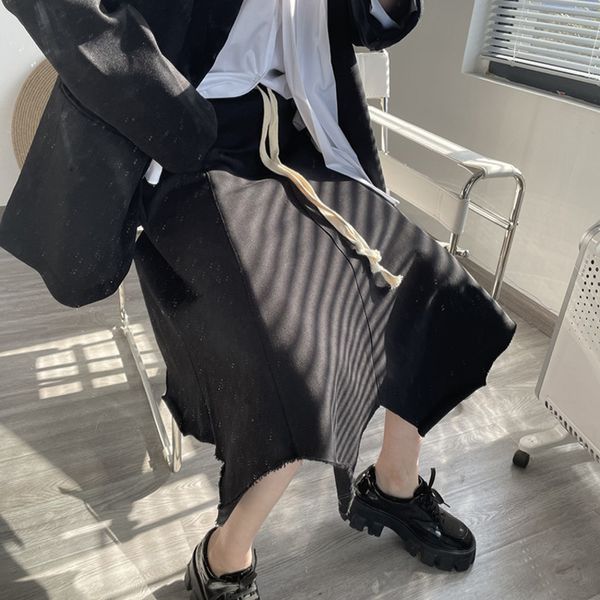 

spring fashion women clothes high waist drawstring elastic halfbody skirt female bottoms wp45501l 210421, Black