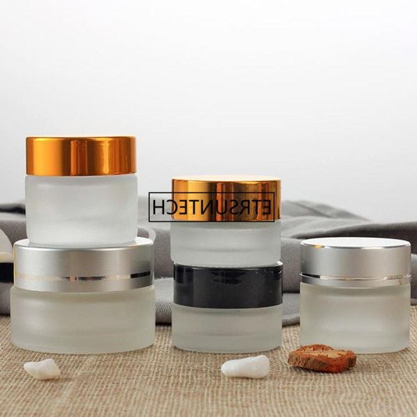 

storage bottles & jars 50g 30g 20g 15g 10g 5g frost glass cream jar with silver gold black lids 1oz container 1/3oz cosmetic packaging f1817