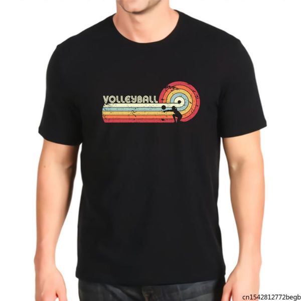 

men's t-shirts volleyball print retro t shirt, White;black