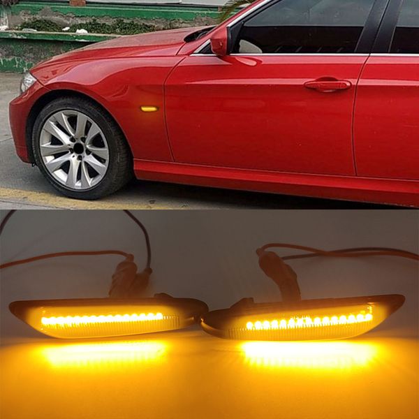 2 pezzi fumo bianco lente che scorre dinamico per BMW E60 E81 E84 E90 LED indicatori di direzione luce di posizione laterale lampeggiante Lamp237a