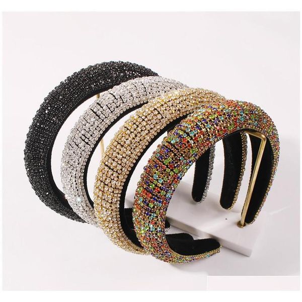 

rhinestone sponge headband beaded drill headband color diamond hair hoops women wide brim hair band girl jllfna bdedome, Silver