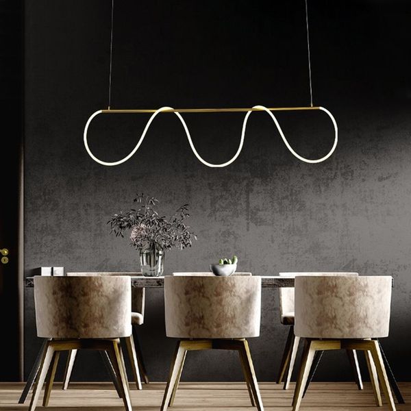 

post modern restaurant minimalist italian bar chandelier creative personality dining table art long curve lighting lamps