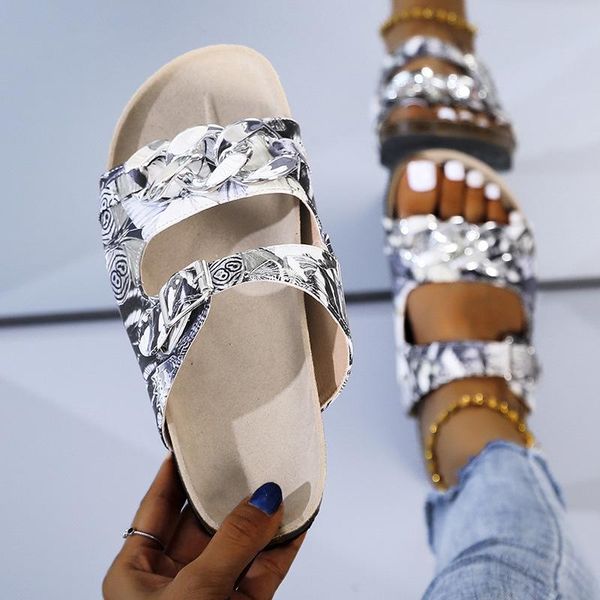 

slippers big size low shoes woman 2021 female rubber flip flops hawaiian basic slides buckle strap pu hoof heels rome scanda, Black