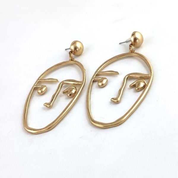 

stud women vintage face earrings boho ear for ladies ethnic metal jewellery, Golden;silver