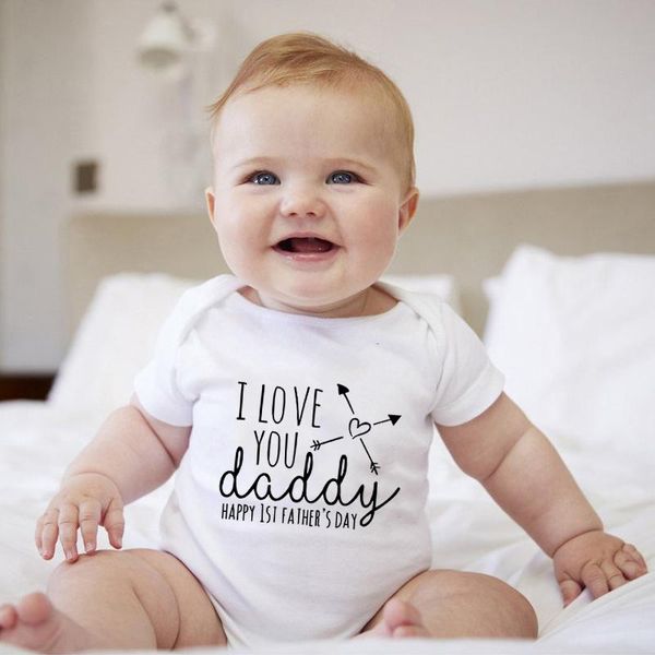 

rompers i love you daddy born baby bodysuits father's day gift infant boy girl cotton outfits summer casual sunsuit, Blue