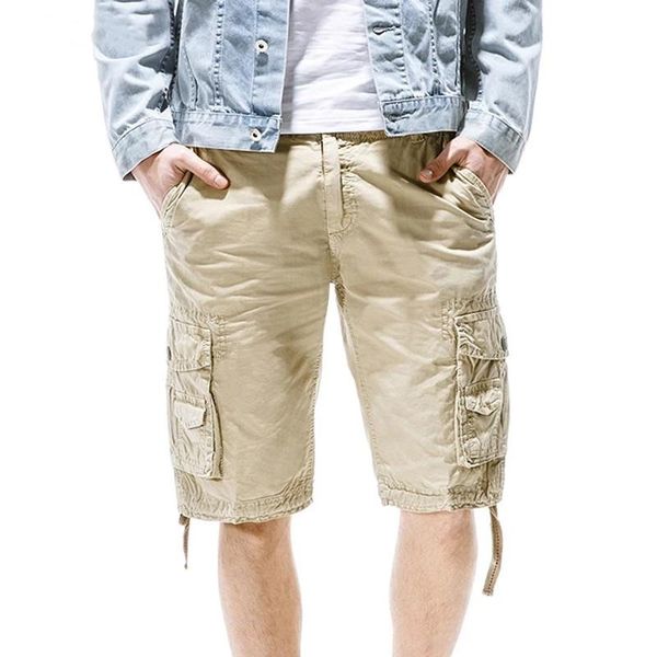 

cargo shorts men 2021 summer army military style homme 8 colors casual multi-pocket washing cotton male plus size men's, White;black