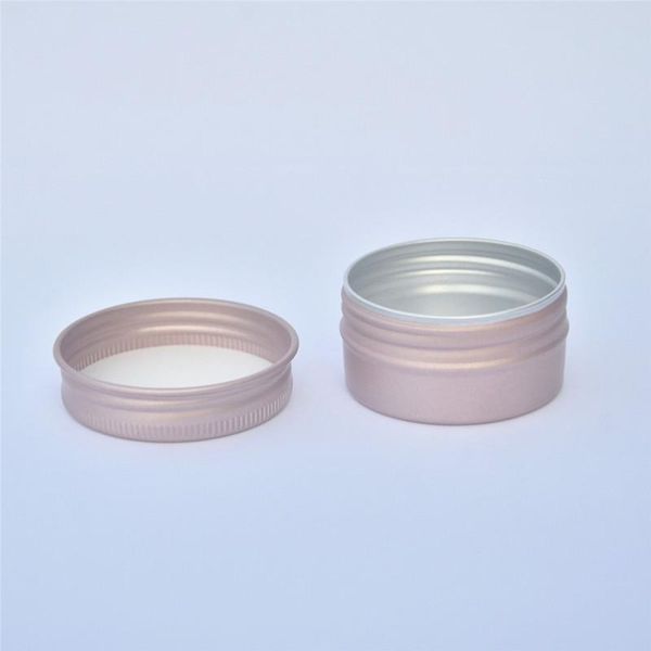 

50/100pcs 50g metal aluminum round tin box rose gold empty cosmetic cream jar pot case screw thread lid lip container storage bott bottles &