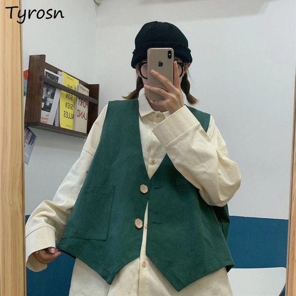 

women's vests women fashion vest waistcoats spring autumn solid outwear vintage all-match korean style chic harauku ulzzang leisure stu, Black;white