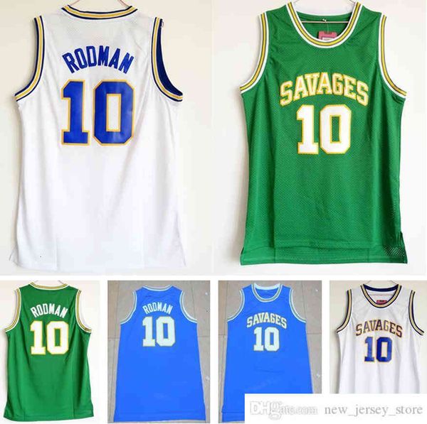 

ncaa savages 10 dennis rodman jeresy white green blue college university jerseys stitched "the worm" dennis rodman jersey custom m, Black