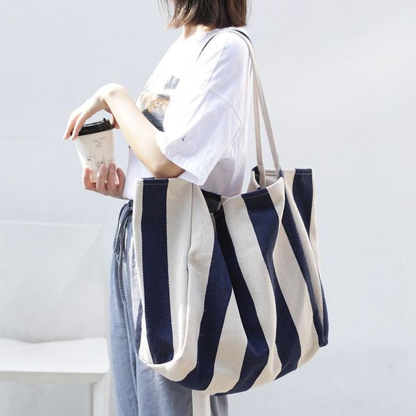 

evening bags large casual handle bag striped big canvas tote for women summer beach classical fabric soft handbag female