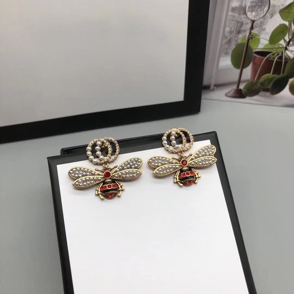

2021 trending luxury brands retro bee dangle men wedding womens stud earrings couple 925 silver