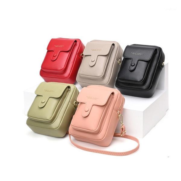 

evening bags 2021 fashion solid color pu mobile phone bag card holders purses and handbags money pockets shoulder luxury designer