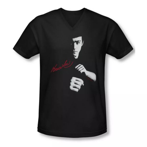

bruce lee the dragon awaits v neck t-shirt sizes- s-2x new, White;black
