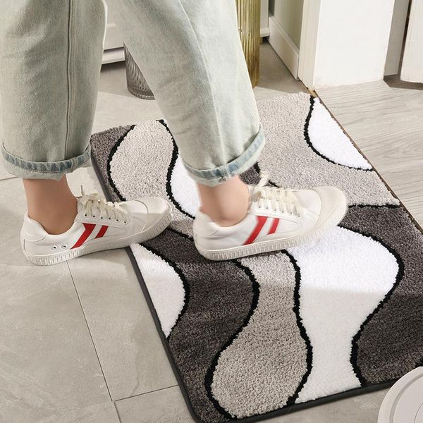

carpets stitching geometric non-slip bathroom bath mat door wash toilet floor rugs shower room doormat microfiber absorbent pad