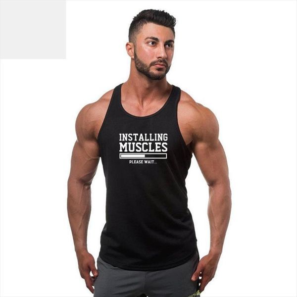 

design brand das tank male sleeveless vest gyms tan bodybuilding summer cotton, White;black