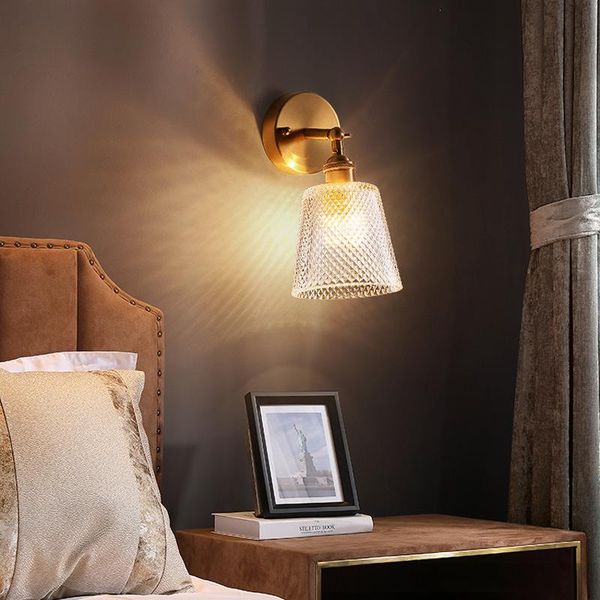 

nordic copper bedroom bedside wall lamp bathroom cloakroom background simple glass mirror headlights
