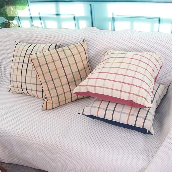

cushion/decorative pillow cotton linen lattice cover solid color stripe cushion sofa throw case nordic pillowcase home decor 45*45cm