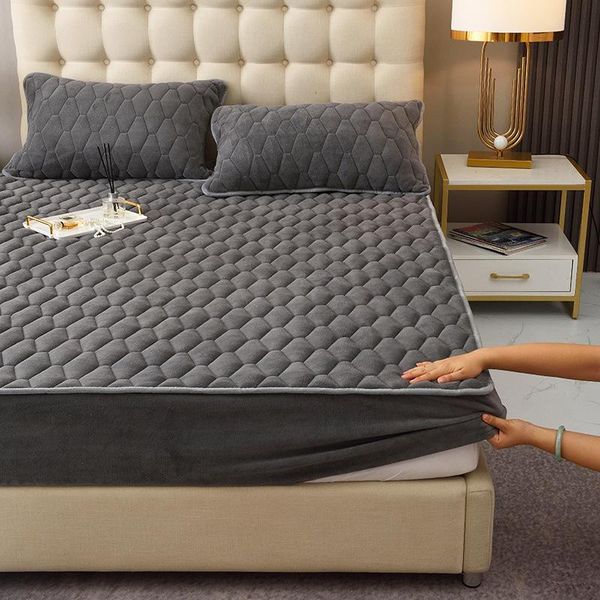 

sheets & sets home textiles winter warm fitted sheet flannel clip cotton elastic band mattress cover double king size bed set bedspreads
