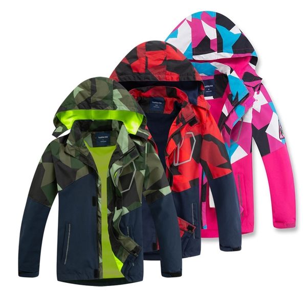 Meninas meninas à prova d 'água casaco tampão destacável outono inverno outerwear windbreaker crianças jaqueta para crianças menina encapuçado 211011