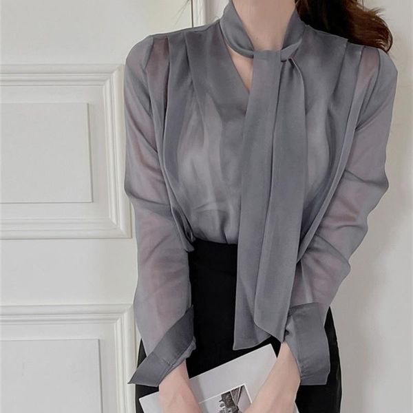 

women's blouses & shirts alien kitty 2021 summer shirt v-neck long-sleeved chiffon gentle classic elegant design lace casual fashion to, White