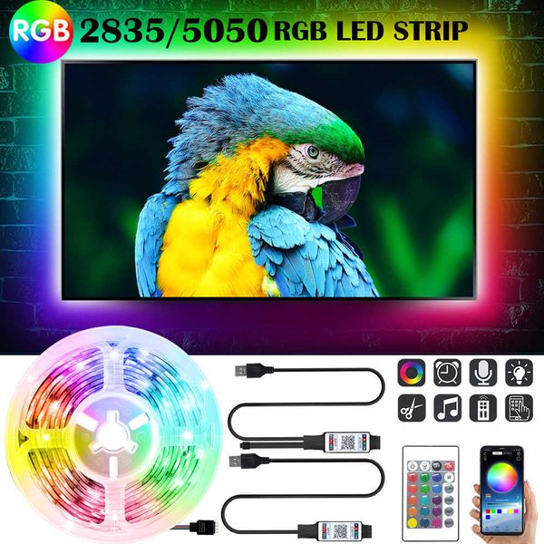 

bluetooth app led light strips 5050 2835 rgb 5v usb infrared controller flexible decoration tv pc backlight lamp luminous string