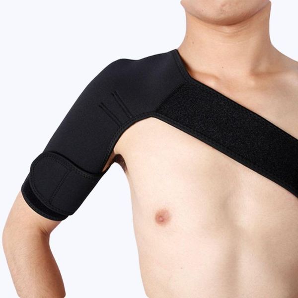 

professional shoulder pad straps sports pain relief elastic breathable brace protector workout support bandagewraps back, Black;blue