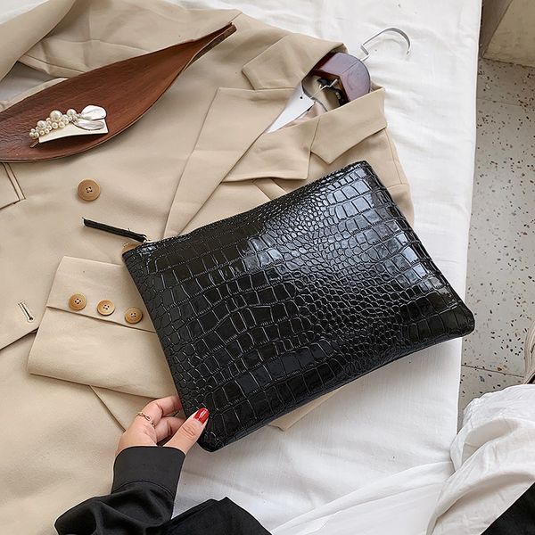 

bag handbag jingteng luggage women's envelope grab crocodile pattern, Black;red