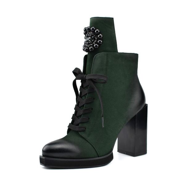 

boots 2021 platform leather shoes women autumn winter ankle for gladiator ladies faux suede slim, Black