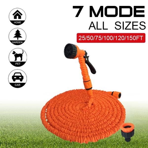 

expandable flexible hose car washing high pressure water gun gardening with 7 function nozzle 25/50/75/100/125 /150 ft watering equipments