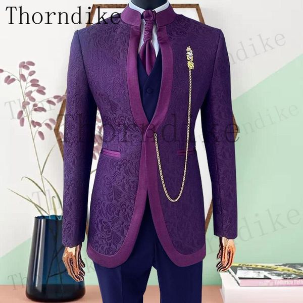 

men's suits & blazers thorndike 2021 fashion men luxury wedding prom formal tailor made tuxedo jacket vest pants 3 piece groom suit, White;black