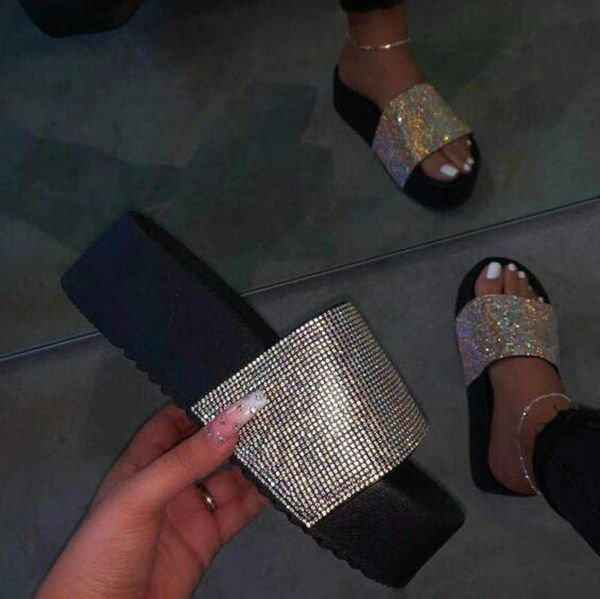 

slippers spring/summer/women bling jelly platform thick bottom pvc candy-colored beach sandals outdoor wild fashion ladies, Black