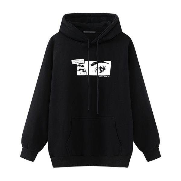 

oversize girls chic loose sweatshirts autumn fashion ladies streetwear pullovers female stylish cartoon hoodies women cute 210427, Black
