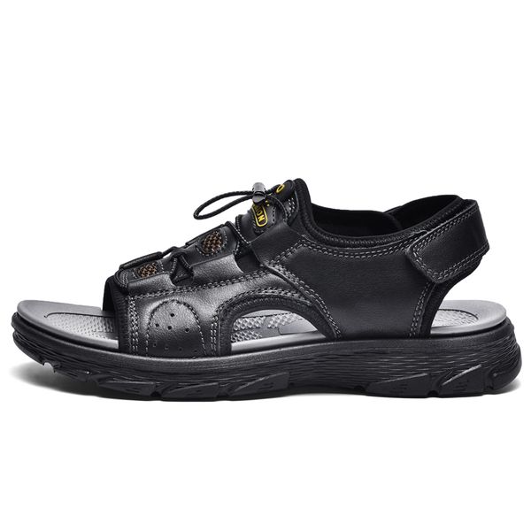 

mens casual fashion sandals leather shoes beach outdoor wading brook non-slip wear-resistant and lightweight summer, Black
