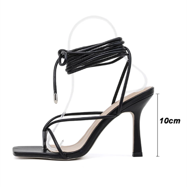 

sandals fashion stiletto high heel women 2021 summer street cross strap toe, Black