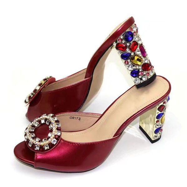 

dress shoes fashion wine women with big crystal decorate african lady pumps for party gr173,heel 9cm, Black