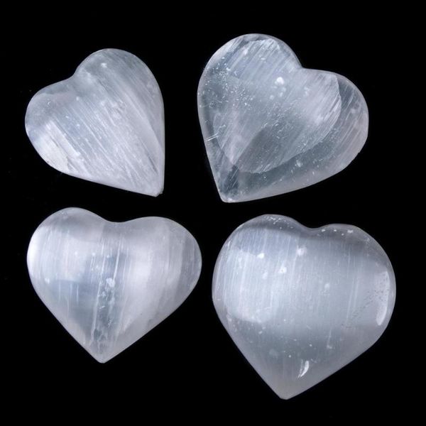 

decorative objects & figurines 1pcs selenite heart shape natural handmade chakra home decor reiki healing energy stones yoga meditation spir