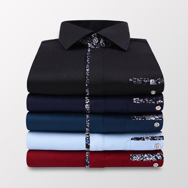 

men's casual shirts 6 colors summer solid color short sleeve shirt floral hit business fashion slim male brand clothes, White;black