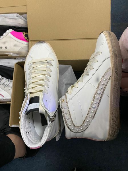 Golden Goode Sneakers Designer Schuhe Golden Mid Star Casual Schuh Schnürschneak-up Sneaker Italien Metallic Destressed High Top Wildleder Kalb Leder Snaker Goose's Women 681