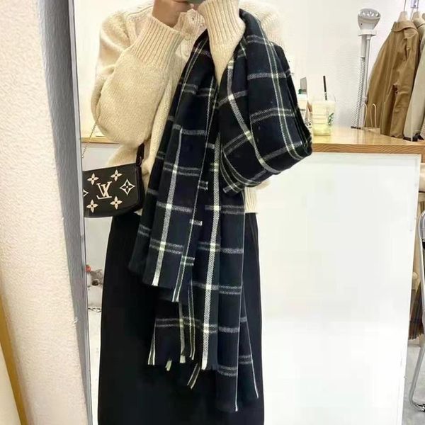 

scarves cn men and women japan south korea sweet tassel shawl plaid winter imitation cashmere scarf 2021, Blue;gray
