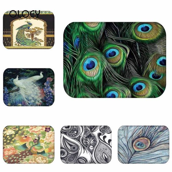 

carpets * 60cm peacock pattern velvet floor mat bathroom non-slip carpet kitchen living room bedroom decorative cushion ..