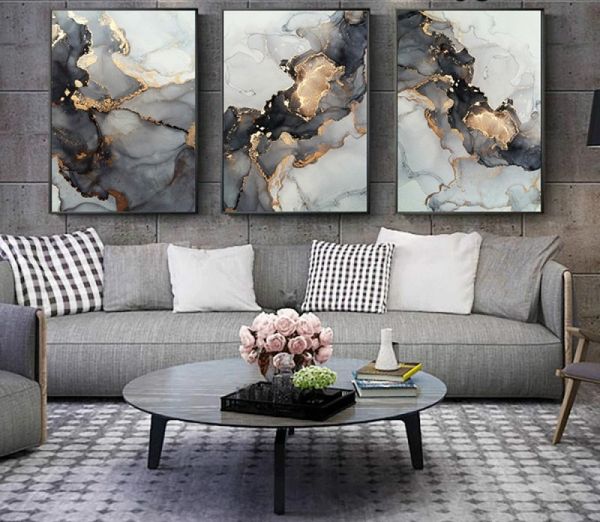 

unframed painting grey golden fluid art marble texture abstract wall canvas poster and print for modern home living room decoration